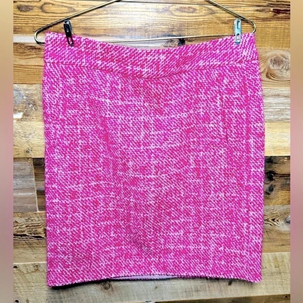 Banana Republic Pink Tweed mini skirt street office party chanel barbie chic 6